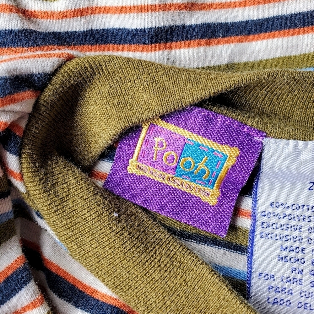 Pooh Baby Toddler Striped Onesie Bodysuit Green Orange Blue Size 24m EUC - Picture 9 of 10